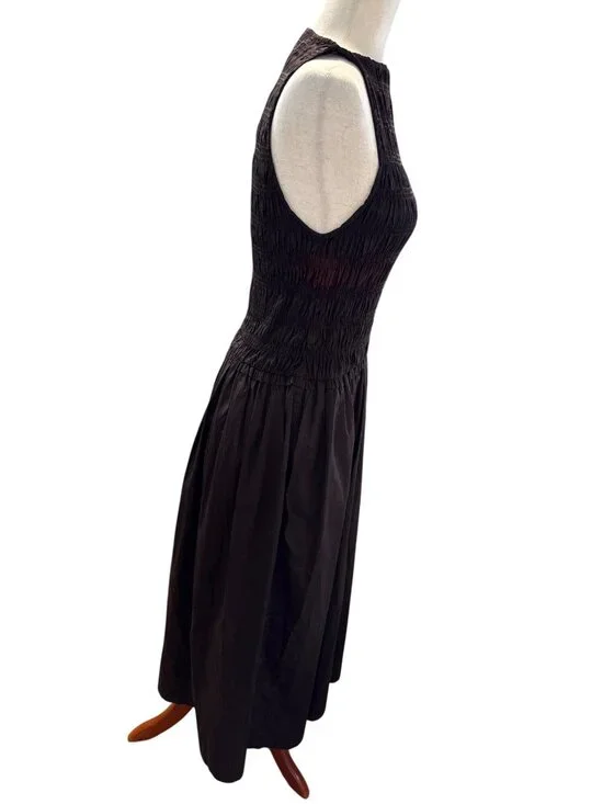 Madewell Keeran Sleeveless Dress~Size S~Molasses Brown Smocked Midi DAMAGE L7 27 - Picture 8 of 11